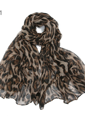 180*90CM women travel scarf 巴厘纱印花经典豹纹平板女包头围巾
