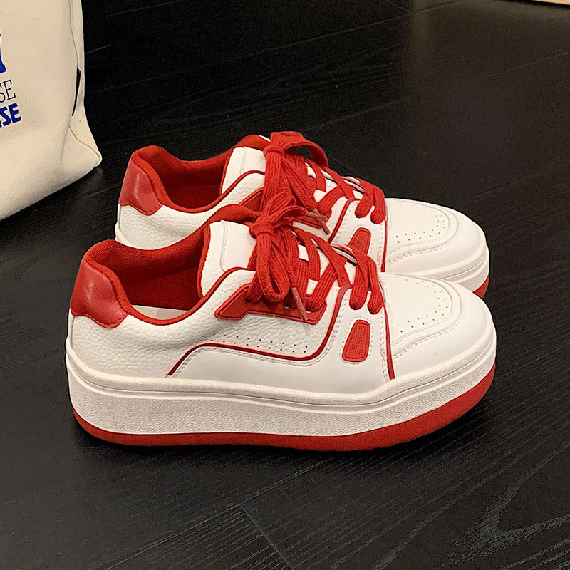 真皮小白鞋女2026春季新款松糕百搭学生增高网红厚底休闲运动板鞋,淘宝优惠券,粉丝福利购,淘宝优惠卷