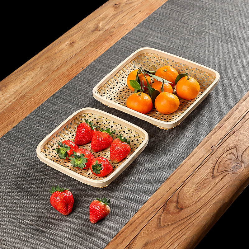 手工竹编制品水果篮茶点盘小提篮家用圆形竹筛子篮子收纳筐馒头筐,淘宝优惠券,粉丝福利购,淘宝优惠卷