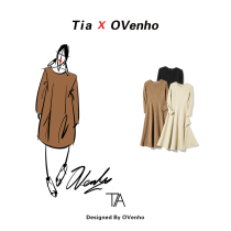 (Owada exclusive) Ovenho Wen thick dragon tattooed jade palm acetate wool storage Wynh Bench dress