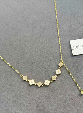 四叶草设计梅花项链女流苏新中式甜美新款花卉项链百搭锁骨链