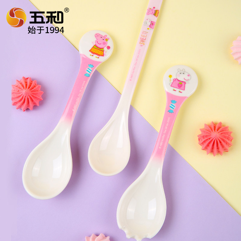 Wuhe Children's Spoon Melamine Cartoon Spoon Peppa Pig
