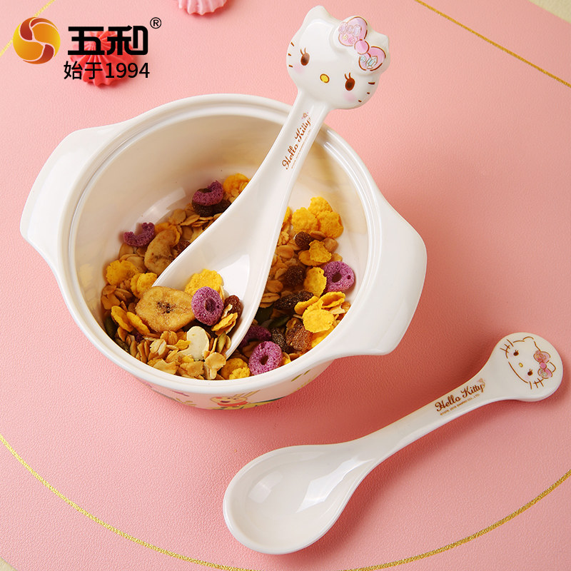 五和凯蒂猫卡通儿童婴儿餐具宝宝密胺塑料勺子创意可爱辅食调羹,淘宝优惠券,粉丝福利购,淘宝优惠卷