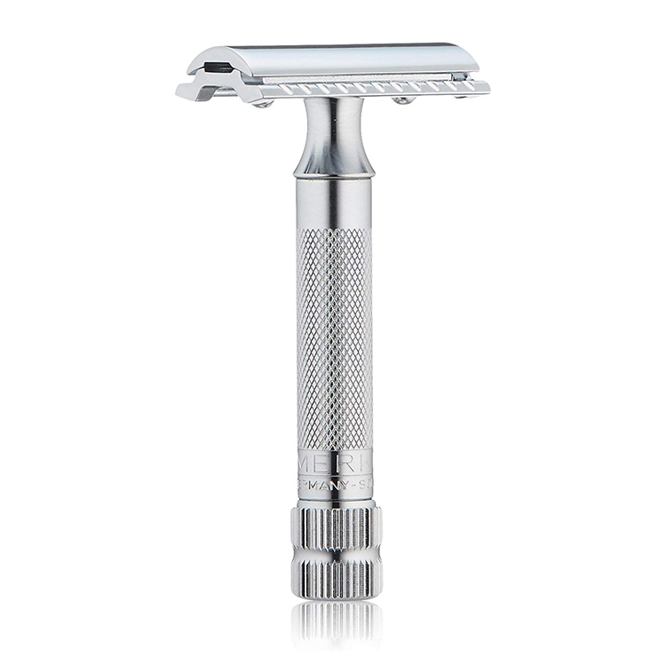 Merkur-德国默克手动老式男双面刀片长柄镀铬双刃安全剃须刀架 - 图1