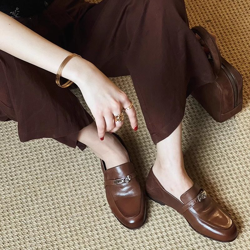 割草机老k 水洗做旧擦色老钱风乐福鞋 复古小皮鞋女低跟2025新款,淘宝优惠券,粉丝福利购,淘宝优惠卷