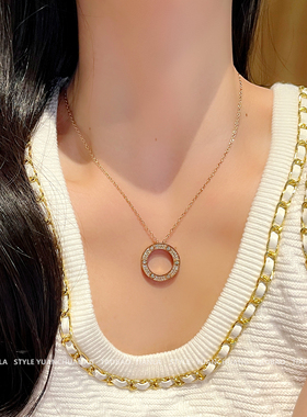 圆饼项链女轻奢小众设计高级感