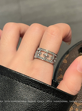 微镶闪钻十字架戒指女时尚个性