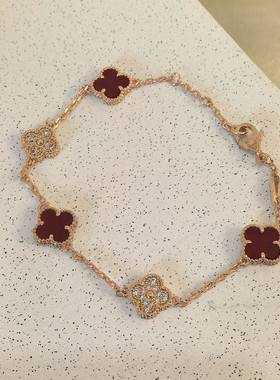 幸运四叶草玫瑰金手链女款