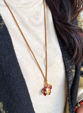 红色滴油马上有钱吊坠项链