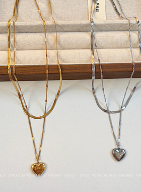 双层叠戴钛钢项链女不掉色