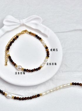 天然淡水珍珠项链女法式美拉德