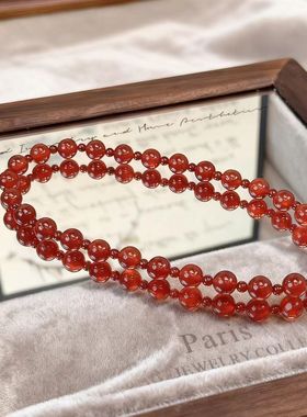 同款天然红玛瑙手串双圈手链