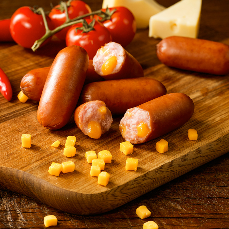 尊乐芝士爆汁香肠迷你肠纯肉肠350g*3盒脆皮肠热狗肠