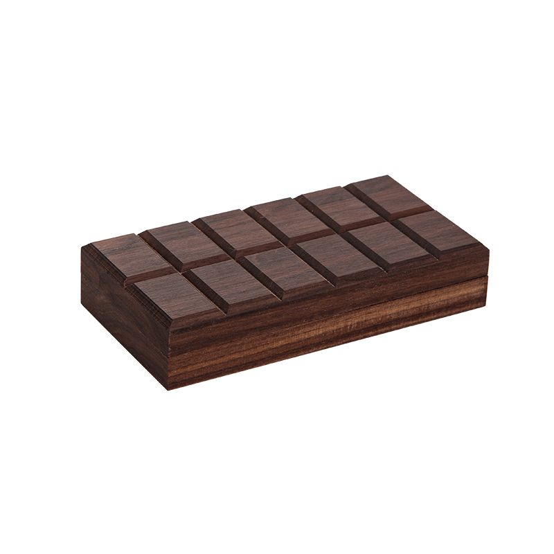 巧克力木盒胡桃木水彩颜料收纳盒空盒美甲盒木质手工调色盘调色盒 - 图3