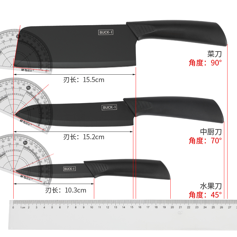 黑钢菜刀菜板二合一小型轻便小号水果刀家用宿舍辅食刀具三件套装 - 图2