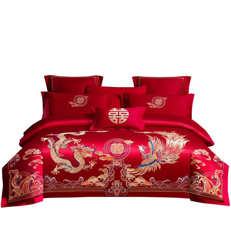 新婚红色婚庆四件套全棉大红色结婚床品套件喜庆被套床单床上用品,淘宝优惠券,粉丝福利购,淘宝优惠卷