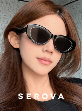 施洛华猫眼墨镜女高级感防晒紫外线偏光太阳眼镜 9087