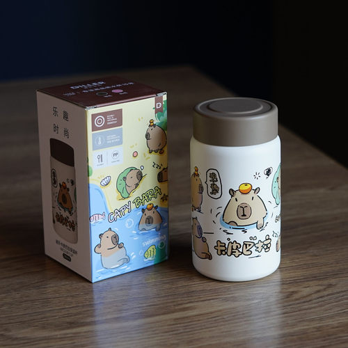 卡皮巴拉新款迷你保温口袋杯316不锈钢便携学生少女可爱卡通水杯 - 图0