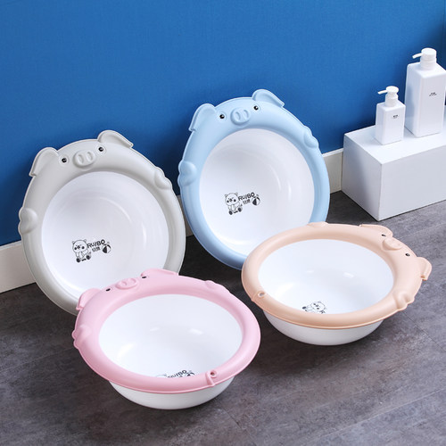 加厚初生婴儿洗脸盆新生儿童用品洗屁股卡通可爱PP用宝宝小盆子 - 图2