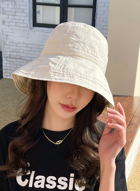 渔夫帽子女春秋季防晒遮阳帽休闲大檐帽男士夏天折叠出游做旧盆帽