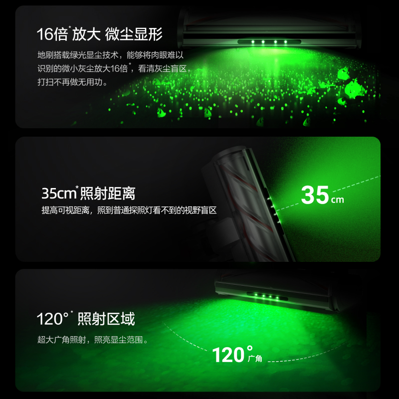 【政府补贴15%】小狗无线吸尘器家用大吸力绿光除螨吸尘机T20Pro