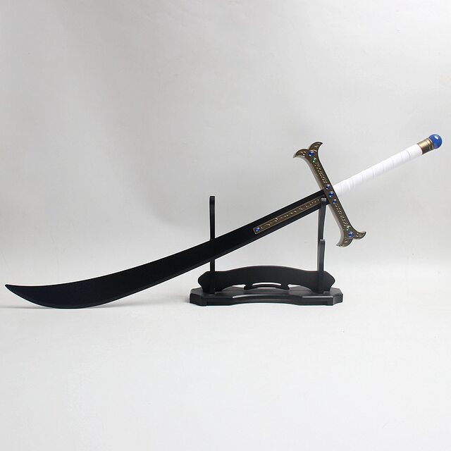 One Piece Hawkeye Black Knife Mihawk's same black knife Night Qibukai Hawkeye's Knife cos anime wooden leather sheath