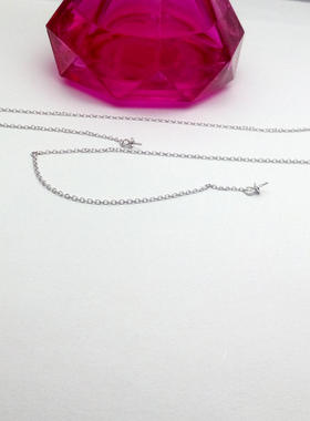 s925纯银镀白金粘接延长链项链