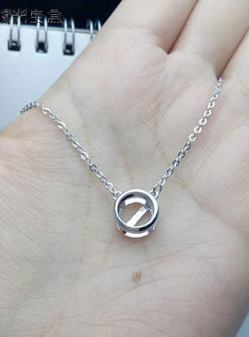 纯银正圆耳钉吊坠项链