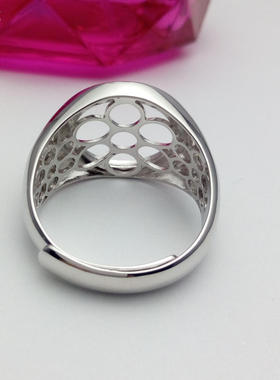 s925纯银镀白金镀黄金正圆戒指托