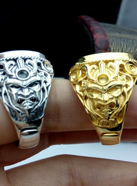 s925纯银镀金复古大圣空托戒指托