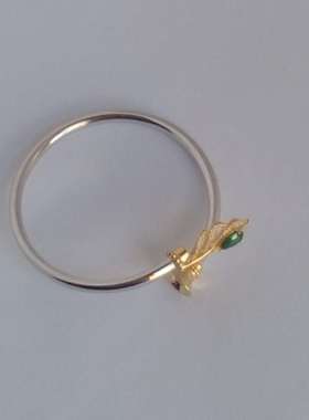 925银双色大水钻凤尾配珠手镯