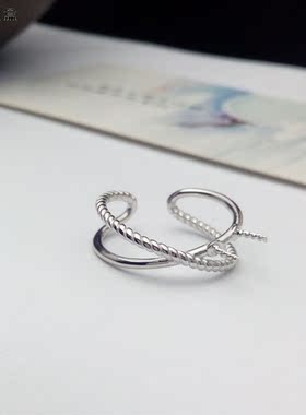 s925纯银镀白金带针6活口半孔珠