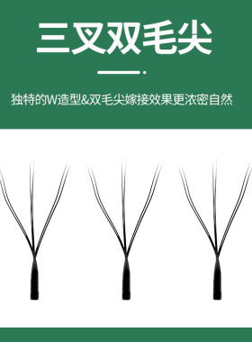 W型嫁接睫毛0.07度3D开花三叶草加密编织浓密款柔软卷翘假睫毛