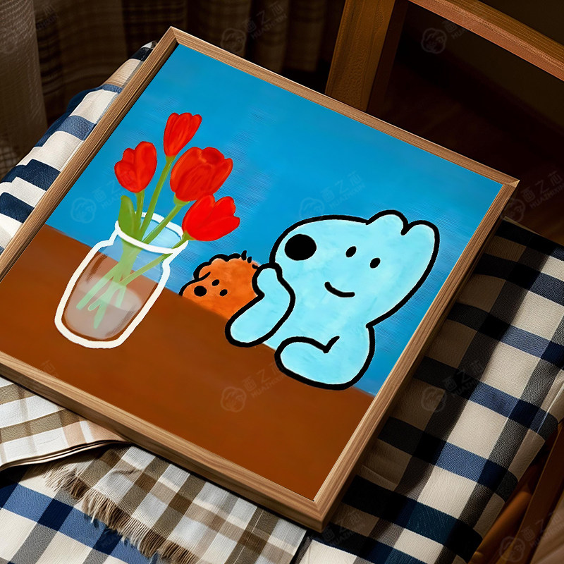 装饰画替换画芯内布ins可爱治愈草莓蓝色小狗餐厅挂画海报贴画,淘宝优惠券,粉丝福利购,淘宝优惠卷