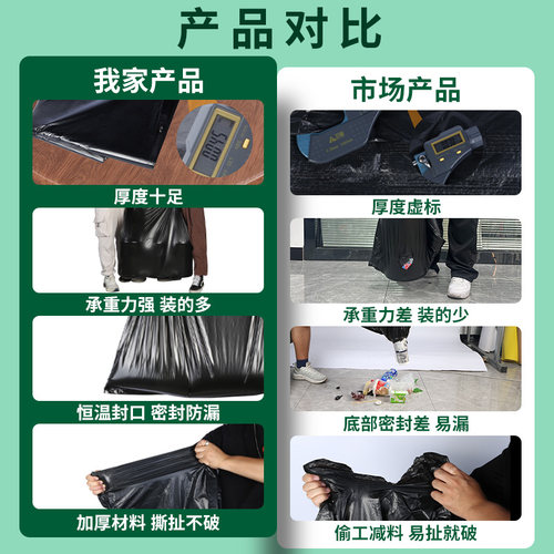 大垃圾袋大号加厚黑色商用餐饮酒店物业超大桶环卫户外特大塑料袋 - 图2