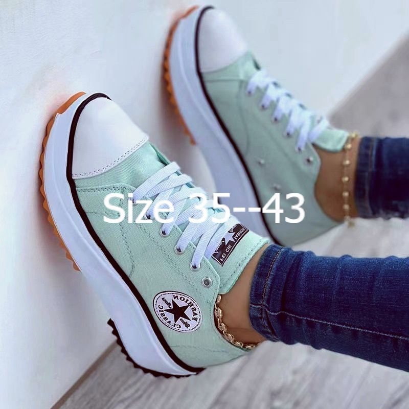 women Canvas shoes big size 43 causal shoes女鞋厚底帆布鞋 - 图3