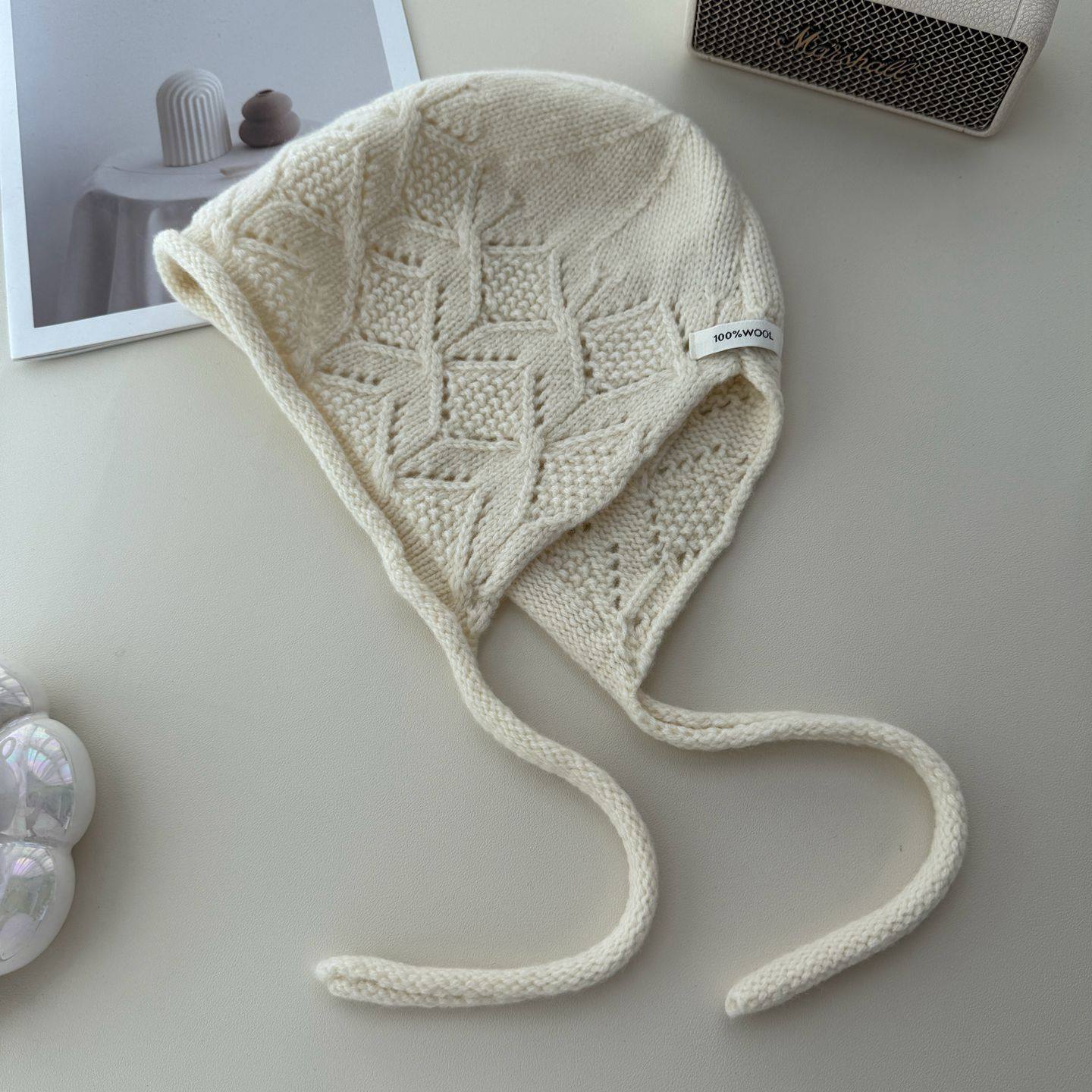 韩系时髦带绳100%纯羊毛巴拉克拉法帽护耳包头帽针织毛线帽女帽子,淘宝优惠券,粉丝福利购,淘宝优惠卷