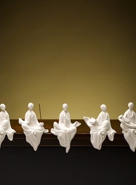 禅意陶瓷无相佛人物中式客厅博古架玄关盆景简约现代创意白瓷装饰