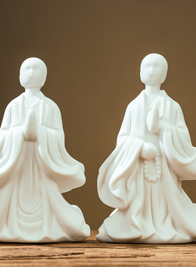 禅意陶瓷无相佛人物摆件居室客厅书房会所茶道茶宠装饰摆设工艺品