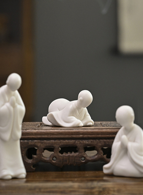 禅意陶瓷无相佛盆景园艺鱼缸造景家居客厅玄关中式家居白瓷小摆件