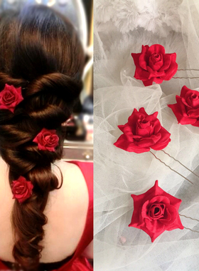 韩式新娘造型花朵结婚插针发饰