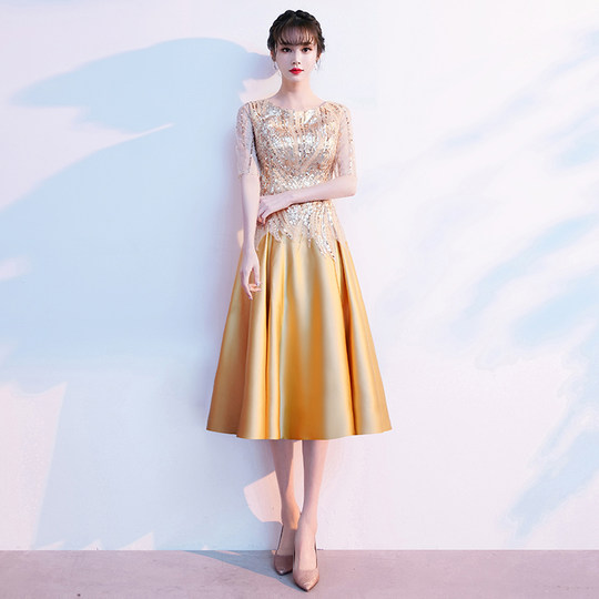 Gold light luxury high-end banquet dress evening dress