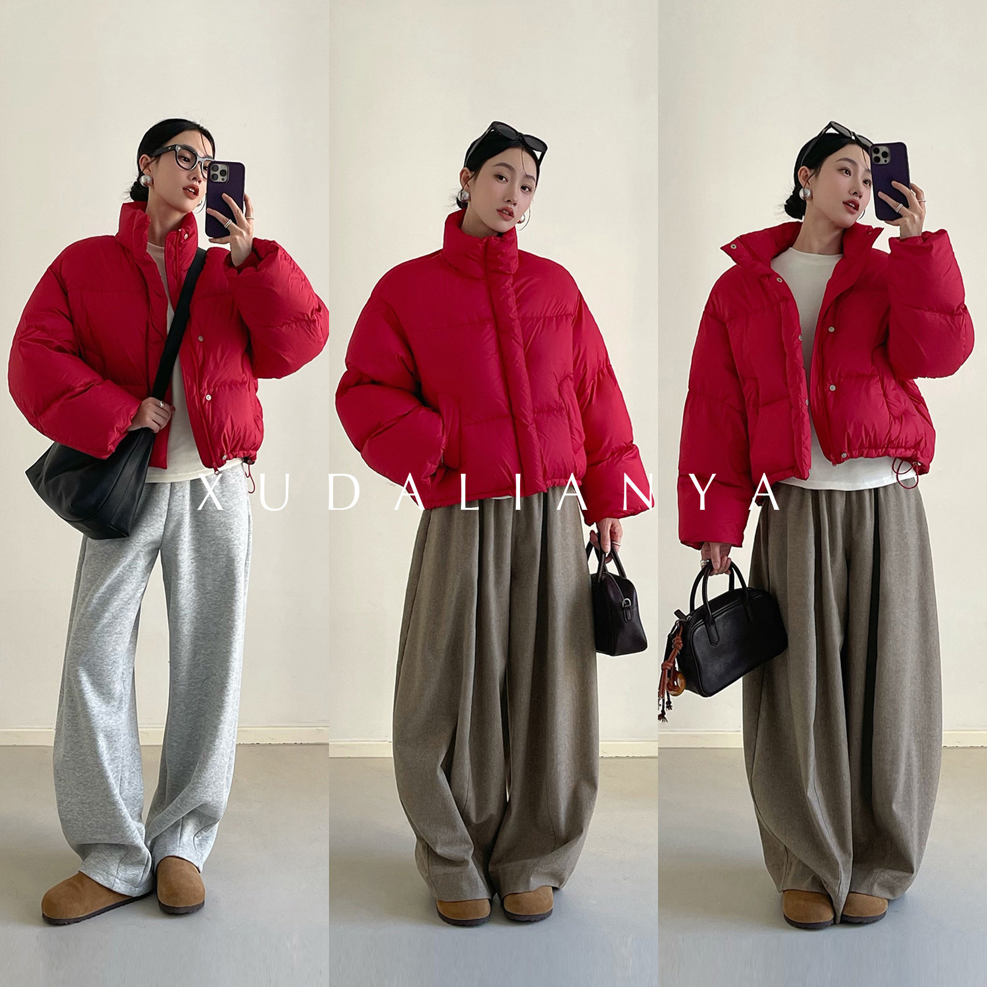 徐大脸吖定制 冬季外套泡芙90白鸭绒面包服女立领短款保暖羽绒服,淘宝优惠券,粉丝福利购,淘宝优惠卷