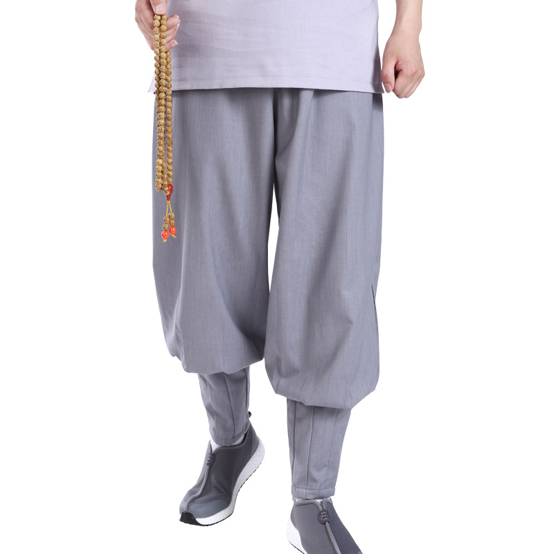 真如界僧服春夏免绑腿僧裤休闲透气芸锦丝四季春秋打坐练功收腿裤 - 图3