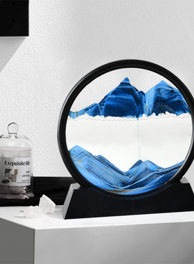 新品创意3d流h沙画沙漏摆件液体解压现代装饰品办公室乔迁结婚礼