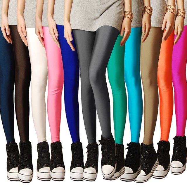 Spring and summer ice silk leggings to wear nine-point glossy pants