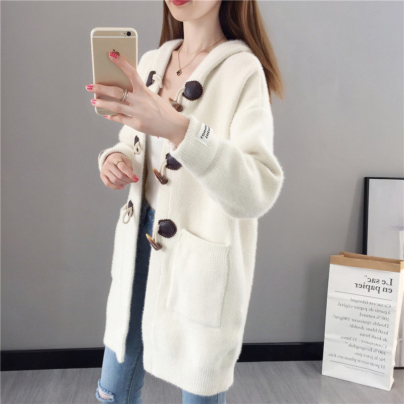 秋冬2020新款针织开衫水貂绒毛衣 蕾娜茜毛针织衫