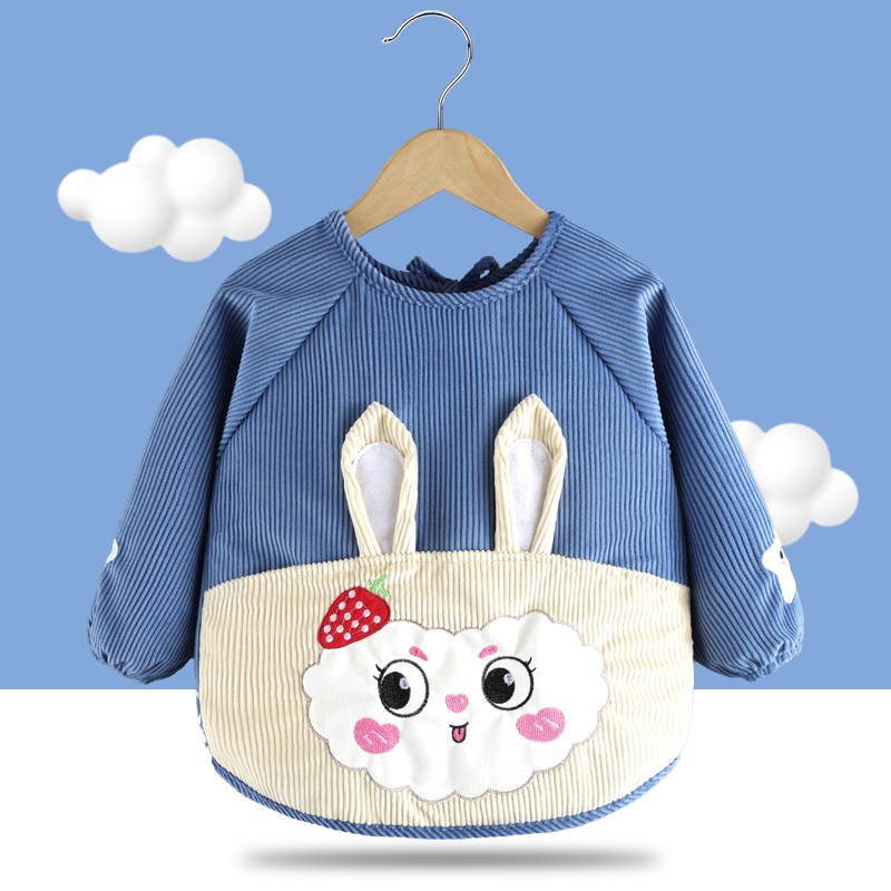 Baby smock, infant eating protective bib, spring, autumn and winter long-sleeved reverse dressing, waterproof and anti-dirty children's apron