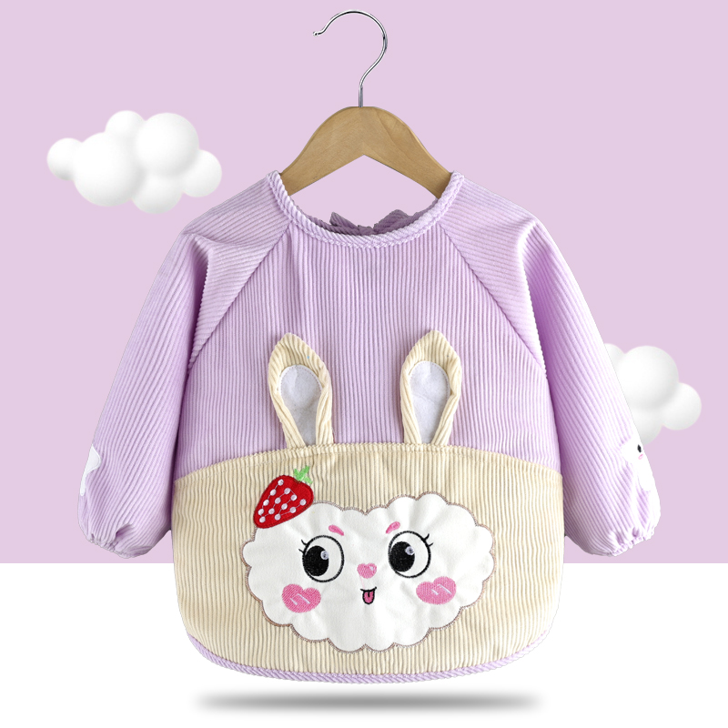 Baby smock, infant eating protective bib, spring, autumn and winter long-sleeved reverse dressing, waterproof and anti-dirty children's apron