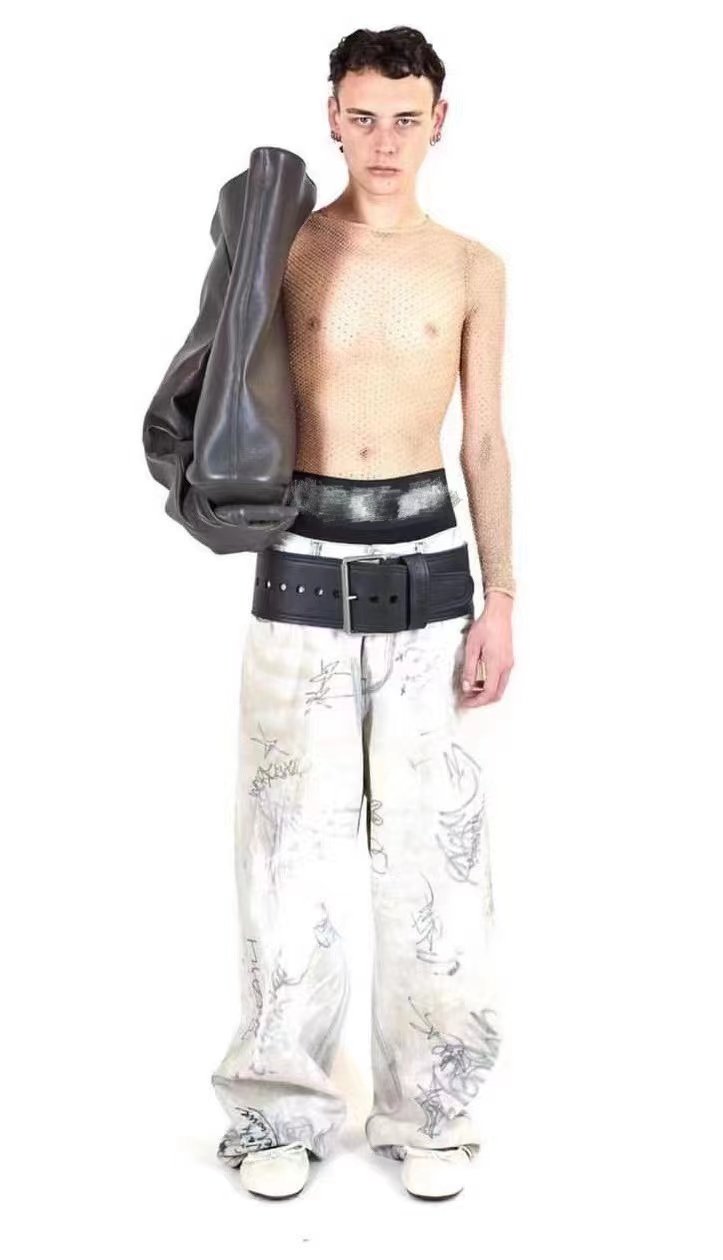 MRLEE independent style XXL size extra large and wide belt, eye-catching waistband, simple alloy pin buckle strap